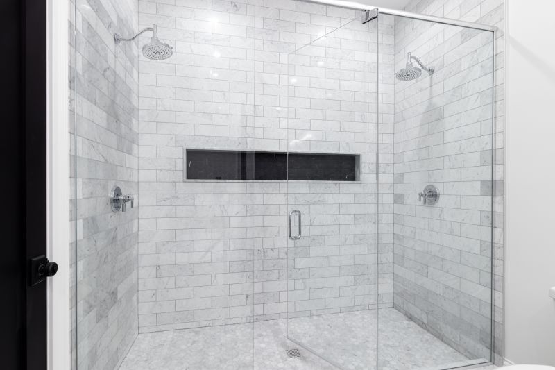 Open Shower with Natural Stone Tiles