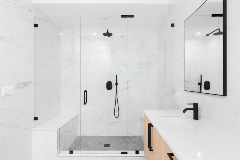 Shower Featuring Matte Black Fixtures